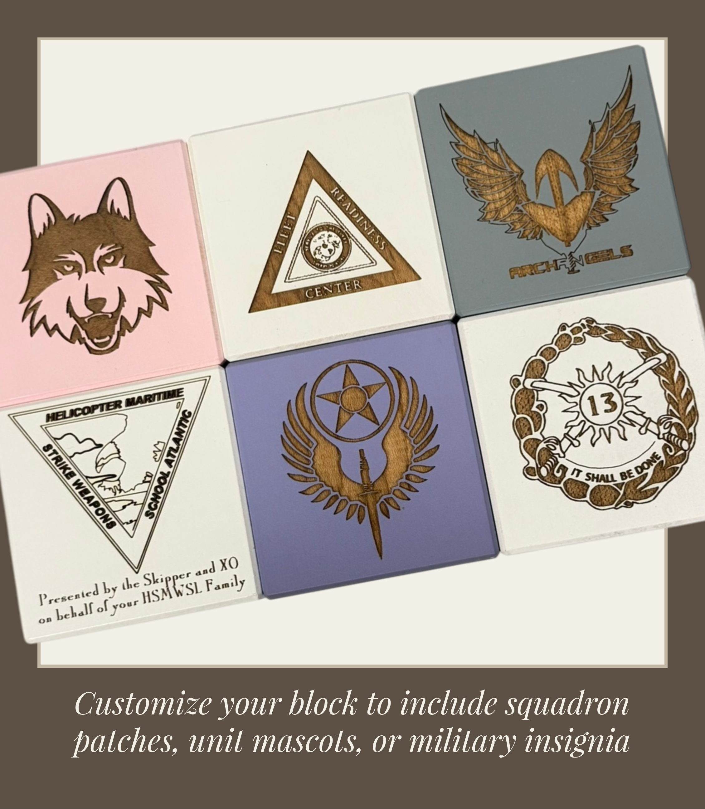 Military custom engraved blocks