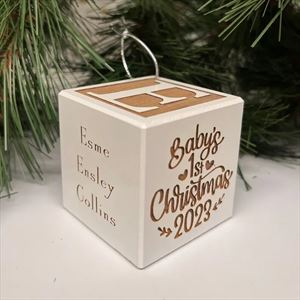 Baby's 1st Christmas Block Ornament-Stylized